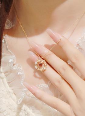 蛇与玫瑰项链女锁骨链S925纯银