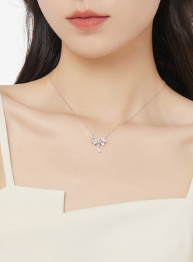 相思同心结纯银项链锁骨链女