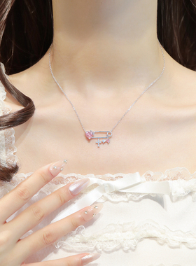 【免费刻字】心之所归回形针纯银项链女锁骨链小众圣诞礼物送女友