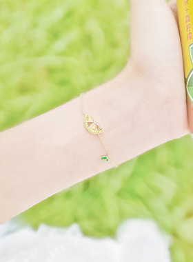 夏日柠檬茶纯银项链女可爱小清新