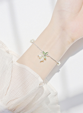 晨露铃兰珍珠纯银古风手链女生