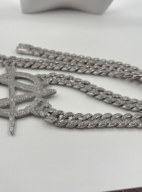 欧美潮流街拍双层叠带链条个性混搭心大A嘻哈项链饰品