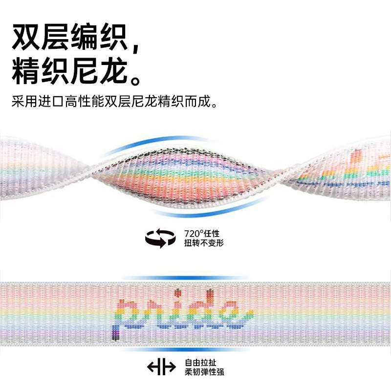 适用卡西欧GA110编织DW5600运动尼龙官方同款【白彩虹回环】表带 - 图0