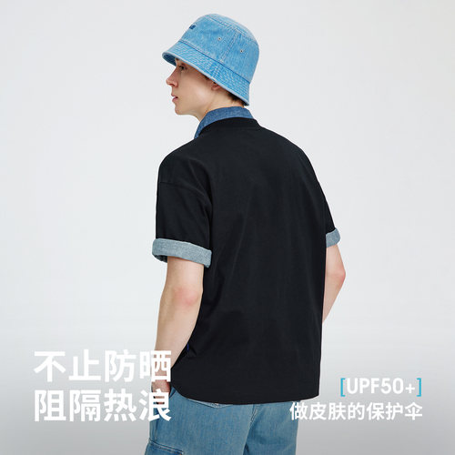 Navigare小帆船男士短袖T恤夏季新款黑色圆领宽松体恤半袖上衣 - 图2
