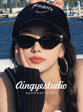 gm复古猫眼墨镜女高级感美式2025新款太阳眼镜夏季防紫外线显脸小