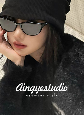 GM复古三角猫眼墨镜女潮高级感2025新款小脸窄框太阳眼镜夏季防晒