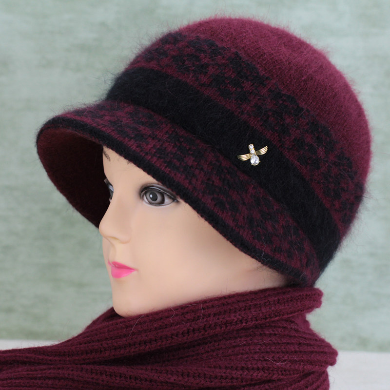 中老年帽子女冬天妈妈保暖帽加绒厚老人帽奶奶盆帽老年针织毛线帽