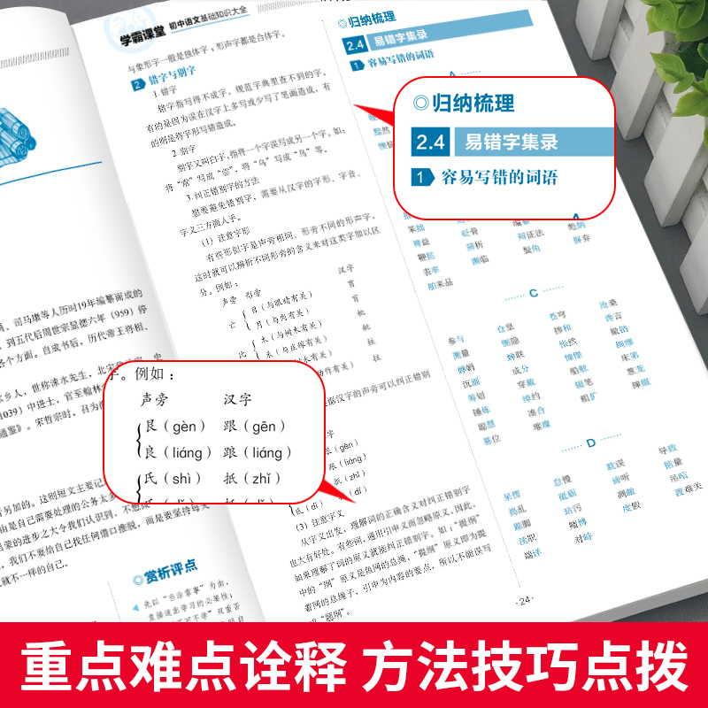 初中语文基础知识手册大全人教版初中生七八九年级初一初二初三部编版教材全套教辅资料全解古诗文文言文组合阅读理解专项训练-图2