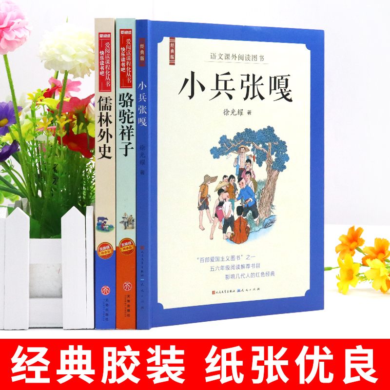 全套3册 小兵张嘎徐光耀原著五年级下册阅读课外书必读正版的书目骆驼祥子老舍儒林外史人民文学出版社推荐适合小学看的书籍老师 - 图0