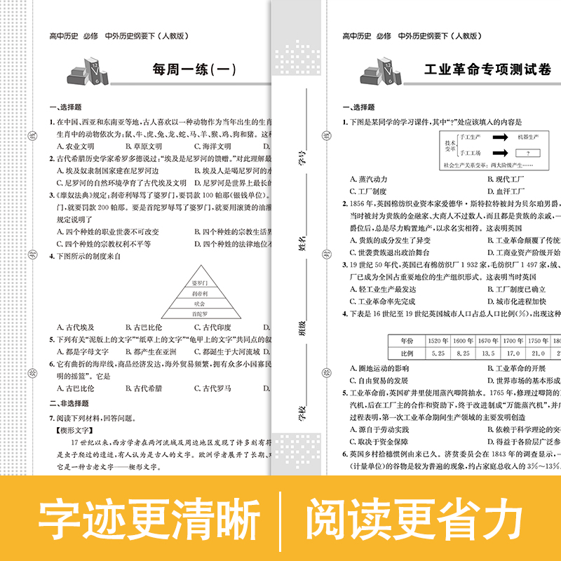 高中同步测试卷历史纲要必修二高一必刷题同步练习册课本全套教材人教版下册知识点卷子教辅资料辅导书第二册必修2-图2