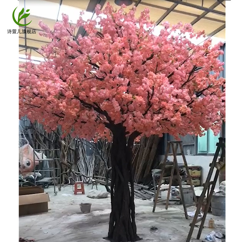 仿真桃花树大型室内装饰樱花树餐厅假树许愿婚庆大树假桃树玻璃钢