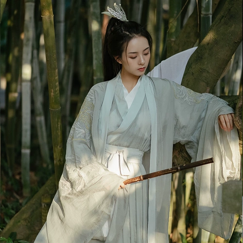 言然 Донилер Оригинальная ханфу женщина Вей Джинфенг, Гуангфенг рукав, талия, талия, юбка, рубашка с большим облечением, ежедневное китайское зимнее платье ветра