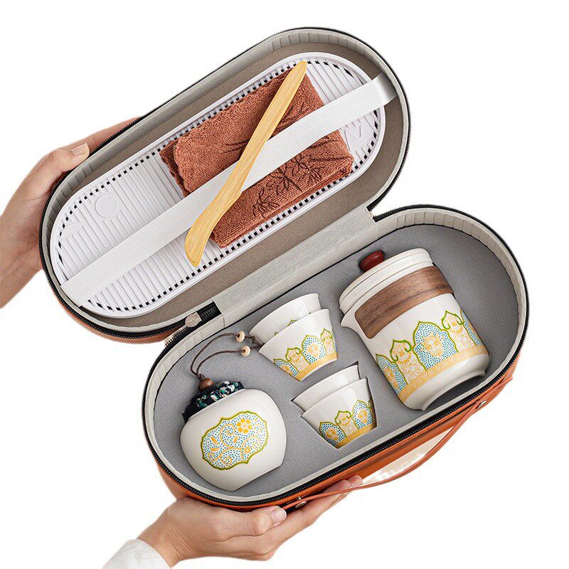 Portable Travel Tea Set Wholesale Outdoor Kung Fu Tea Set Quick Cup Festival Chinese Business Gift