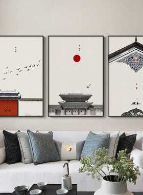 玄关客厅沙发背景墙壁画新中式
