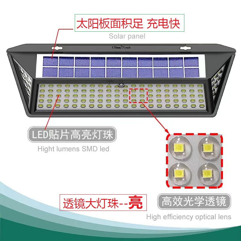 太阳能灯户外壁灯光控庭院感应灯自动开关小路灯围墙门头灯防水-图2
