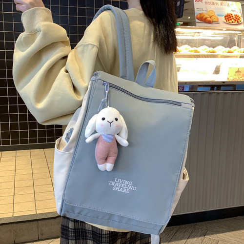 古着感少女心双肩包2025新款书包女韩版高中大学生大容量百搭背包 - 图1
