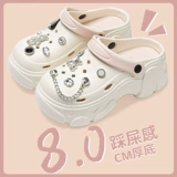 Летние тапочки в стиле Crocs на платформе, пляжные нескользящие мюли, женские тапочки, женский стиль, коллекция 2024 года, подходят для носки на улице, пляжный стиль, закрытый носок