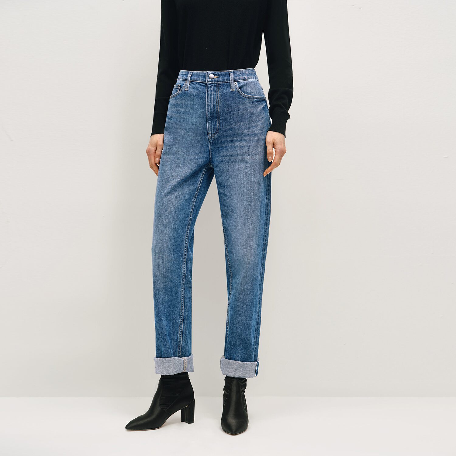 OVV秋冬热卖女装日本进口面料时髦复古直筒休闲牛仔裤