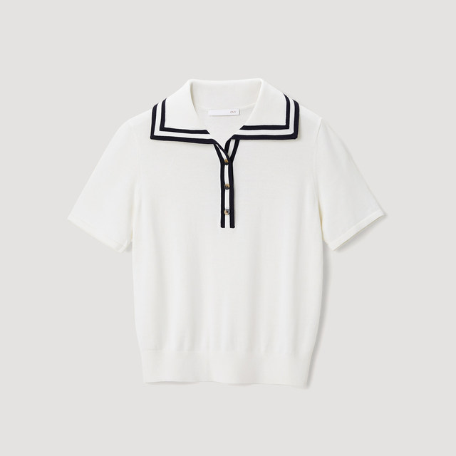 Spring and summer polo collar short-sleeved sweater OVV
