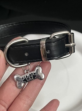 颈环choker皮质小狗吊牌朋克项圈