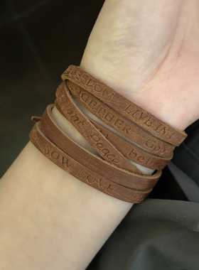 压字男女款牛皮手环楼哈哈复古