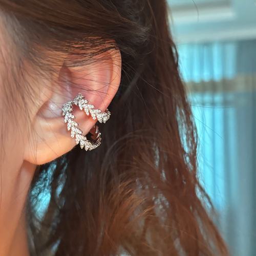 [楼哈哈]复古小众麦穗耳夹无耳洞轻奢高级感满镶锆石耳挂新款2025 - 图0