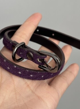 [楼哈哈]y2k紫色皮带扣马海毛choker项圈网红爆款项链脖子配饰女