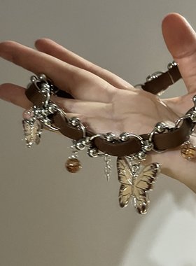 棕色蝴蝶复古choker颈环高级感