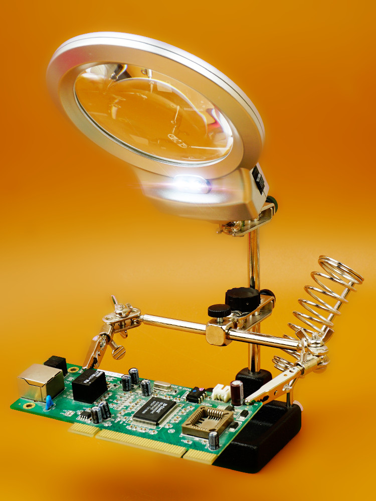 台式放大镜维修专用高清玻璃镜片手机电路板焊接台带烙铁支架8倍 - 图2