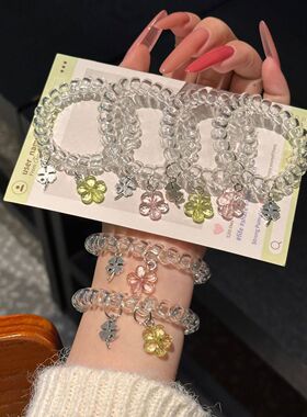 甜美软妹四叶草樱花发圈电话线