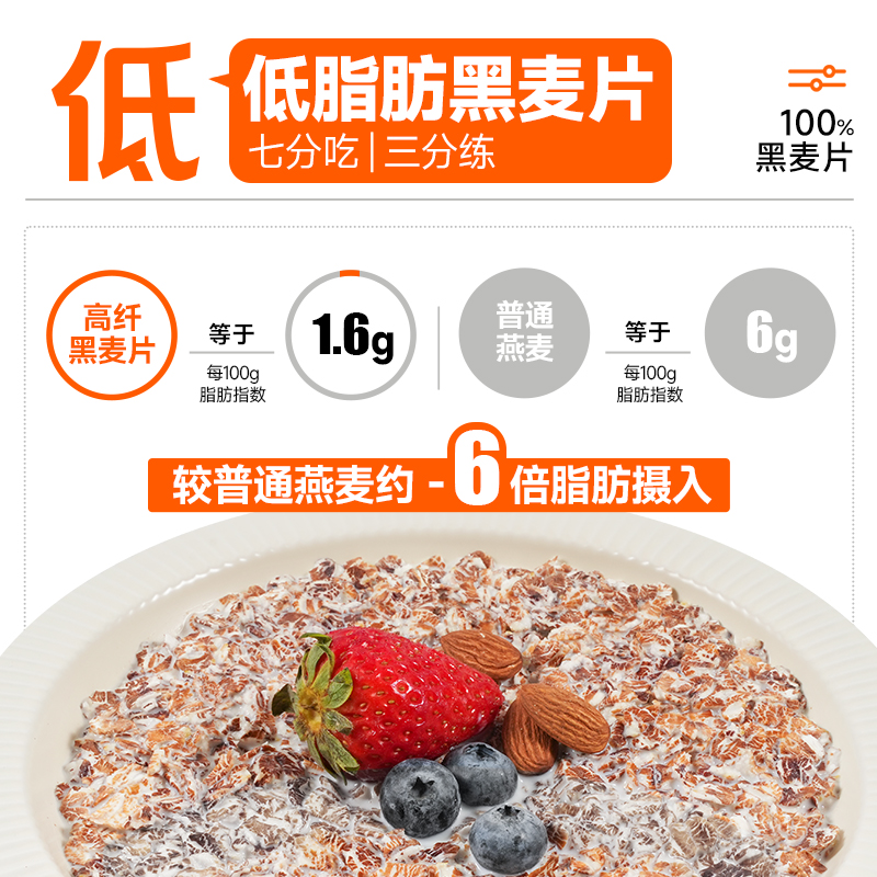 穗格氏高纤低脂黑麦片燕麦片健身代餐即食营养早餐独立小包装420g