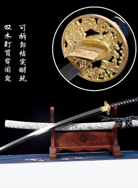 太刀居合刀打刀锰钢刀烧刃花纹钢一体刀长款刀具防身冷兵器未开刃