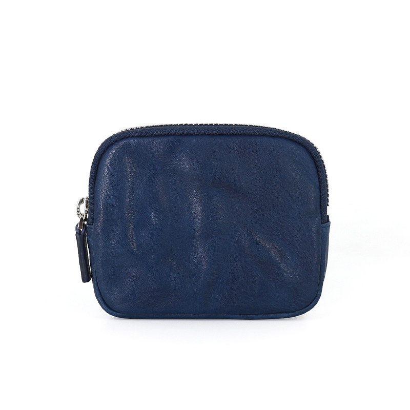 原创新品植鞣牛皮男皱褶复古零钱包 september27designs钱包