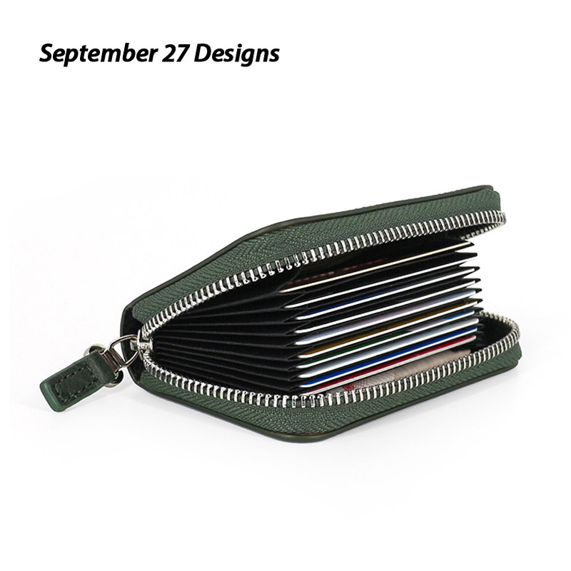 头层牛皮男风琴女式复古分层零钱包 september27designs卡包