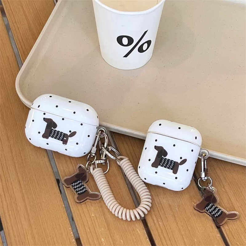 ins风卡通小狗AirPodsPro3耳机壳波点适用苹果1/2代蓝牙保护套AirPods3硅胶盒pro2华强北五代挂件防摔软壳4代,淘宝优惠券,粉丝福利购,淘宝优惠卷