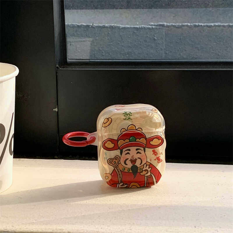 新年款卡通元宝财神爷适用苹果AirPodspro3无线蓝牙耳机壳4代airpods二代保护套1/2防摔耳机套三代5代创意潮,淘宝优惠券,粉丝福利购,淘宝优惠卷