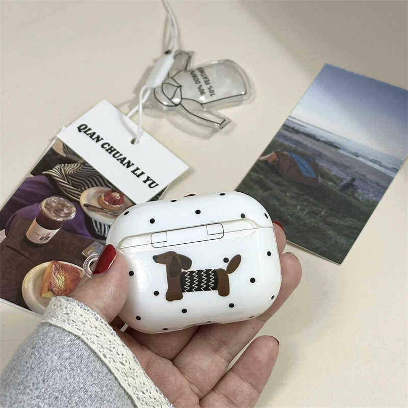 ins风卡通小狗AirPodsPro3耳机壳波点适用苹果1/2代蓝牙保护套AirPods3硅胶盒pro2华强北五代挂件防摔软壳4代,淘宝优惠券,粉丝福利购,淘宝优惠卷