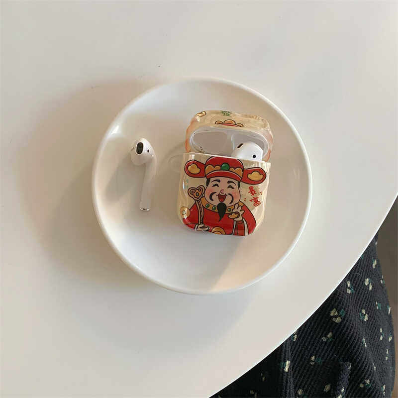 新年款卡通元宝财神爷适用苹果AirPodspro3无线蓝牙耳机壳4代airpods二代保护套1/2防摔耳机套三代5代创意潮,淘宝优惠券,粉丝福利购,淘宝优惠卷