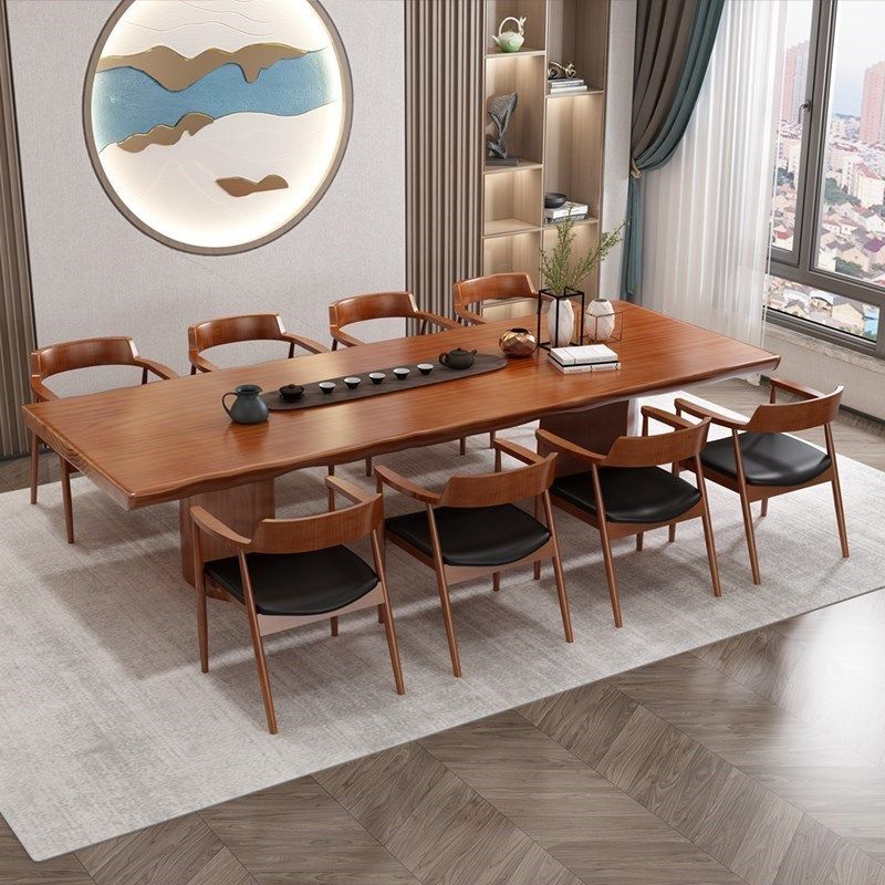 loft简约长条桌会议桌美式工业风桌原木办公长餐桌茶桌实木大板桌