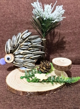 儿童diy干花材料手工制作木片树枝松果动物益智创意亲子沙龙活动