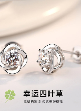 银琴耳钉925银日韩锆石女