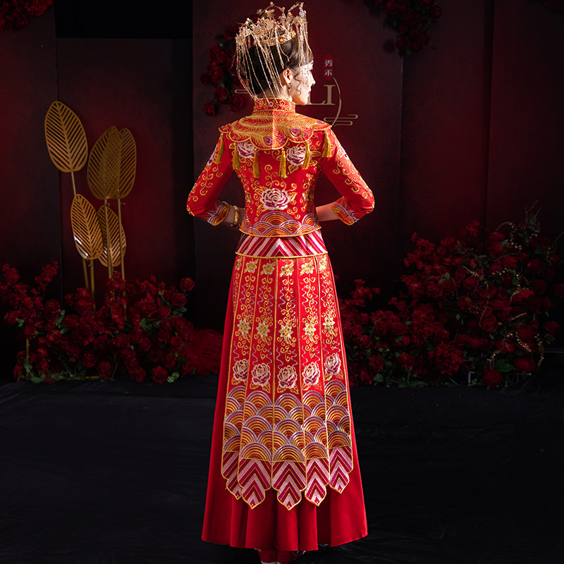 秀禾服女新娘2021新款结婚中式婚纱 衣至人归旗袍