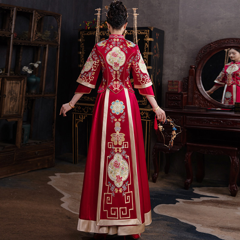 秀禾服2020新款结婚女新娘中式婚纱 衣至人归旗袍