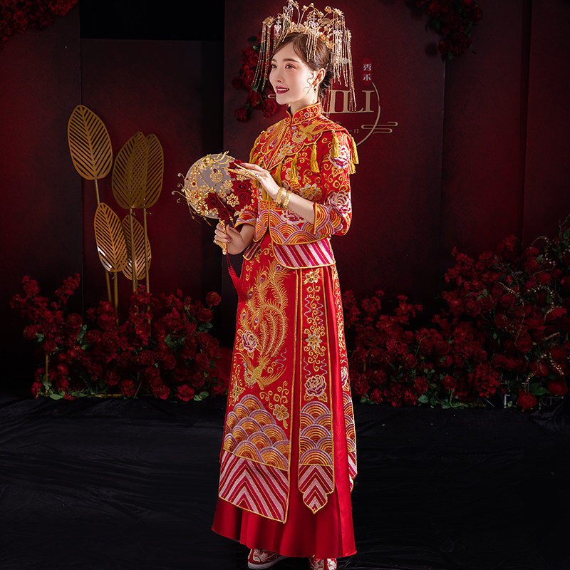 秀禾服女新娘2021新款结婚中式婚纱 衣至人归旗袍