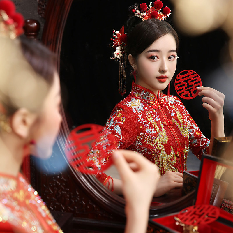 秀禾服女新娘2020新款秋中式秀婚纱 衣至人归旗袍