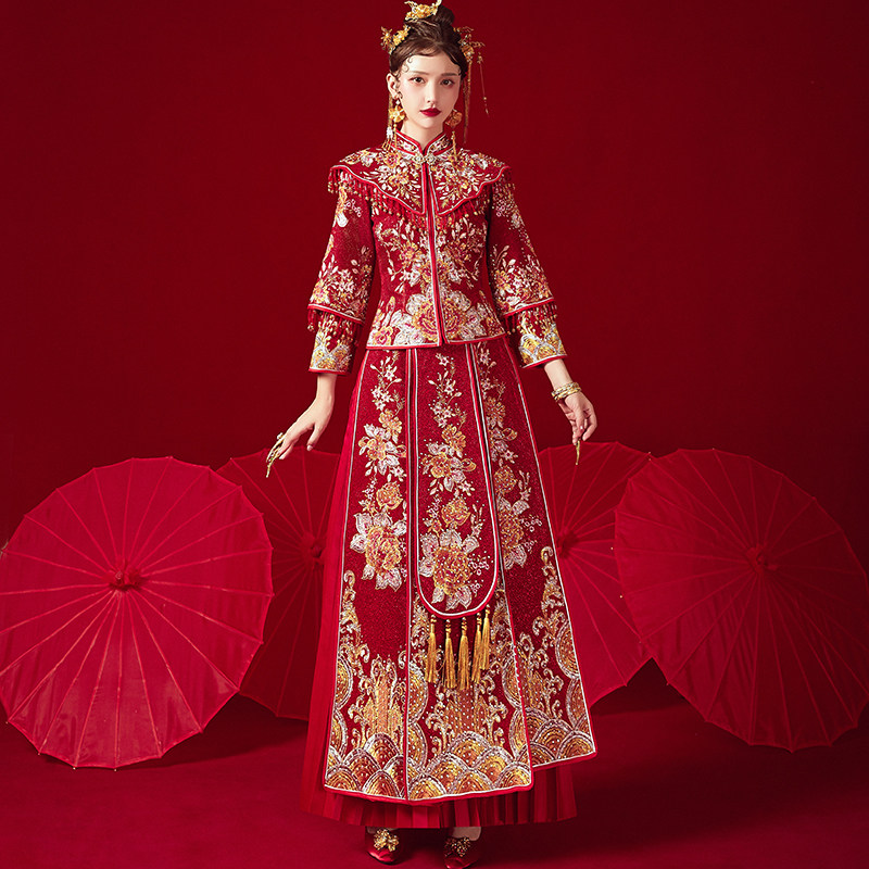 秀禾服新娘2020新款中国风秀禾婚纱 衣至人归旗袍