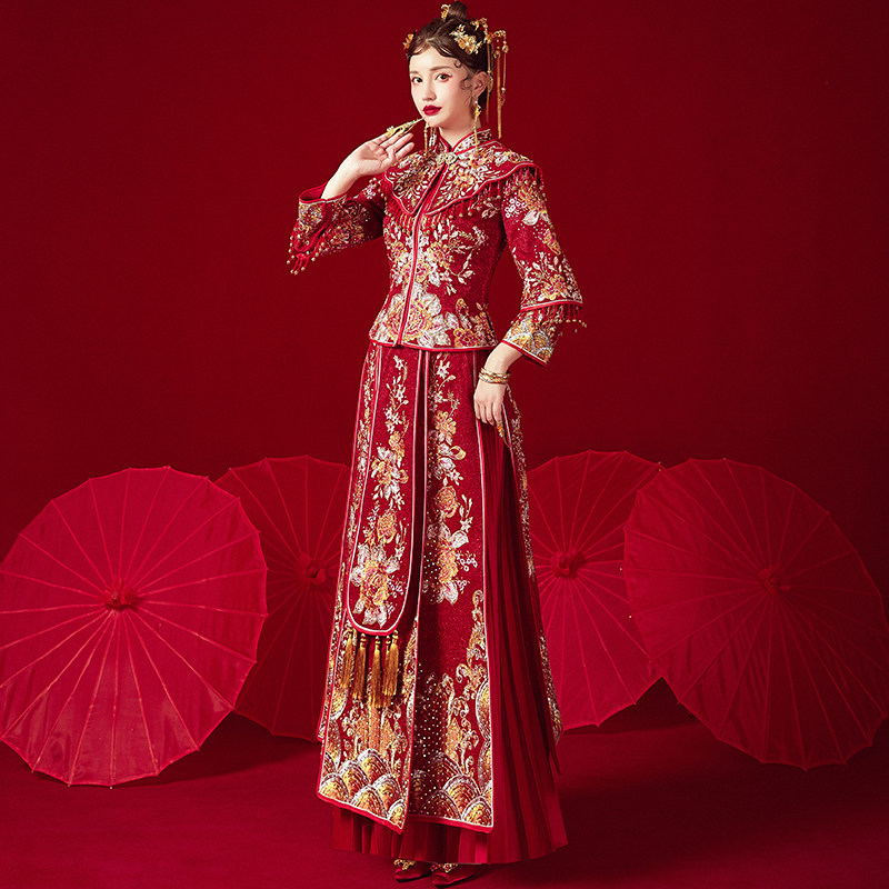 秀禾服新娘2020新款中国风秀禾婚纱 衣至人归旗袍