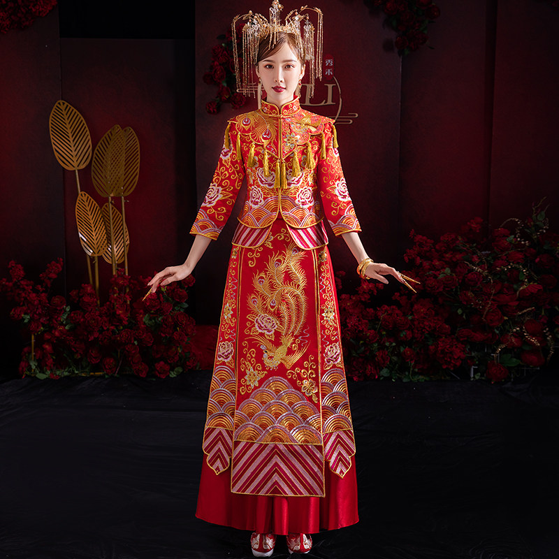 秀禾服女新娘2021新款结婚中式婚纱 衣至人归旗袍