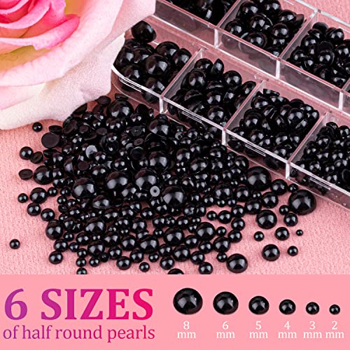 Belleboost Flat Back Pearls Kits 1 Box of Flatback Black+1 B - 图2