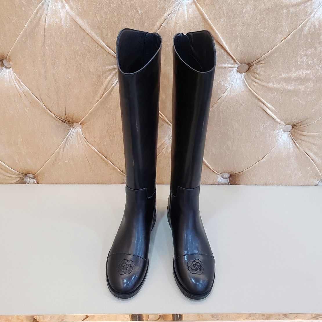 刺绣小香风山茶花长靴显瘦显脚小圆头骑士靴女高筒靴长筒靴马靴女,淘宝优惠券,粉丝福利购,淘宝优惠卷